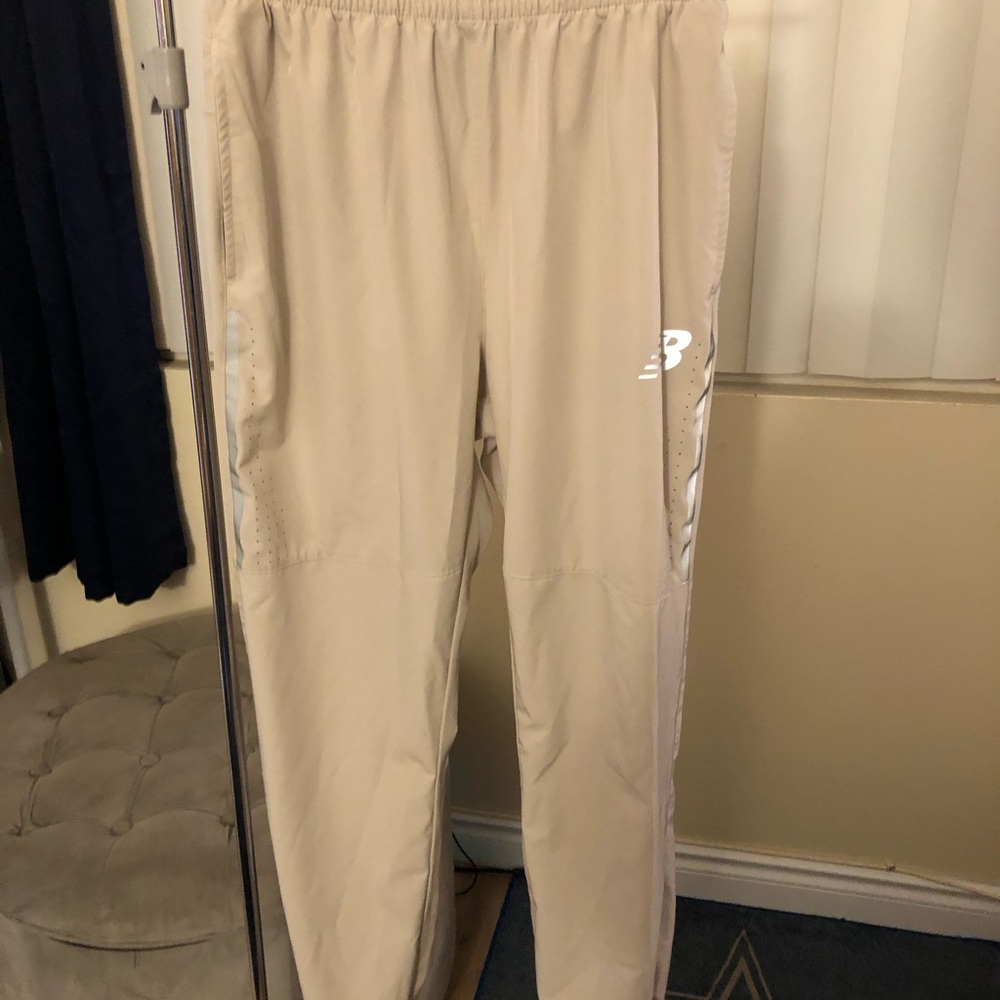 New Balance Beige Men's Athletic Joggers with Reflective Logo